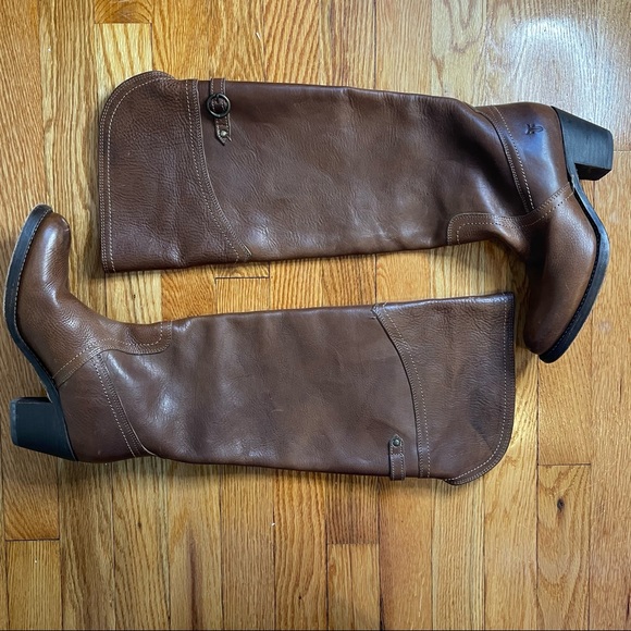 Frye Brown Leather Boots Size 7 - Picture 2 of 16